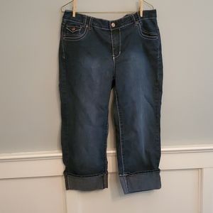 Angels dark blue denim capris